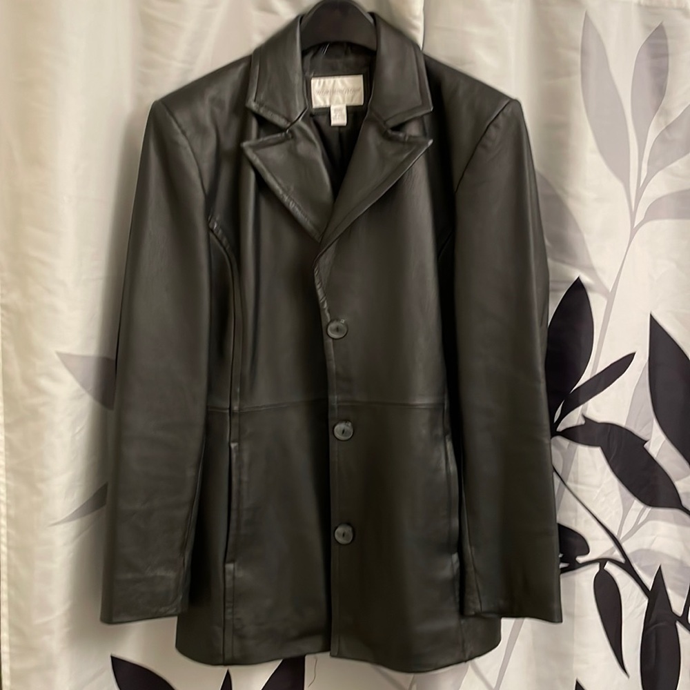 Worthington genuine leather coat jacket size M black